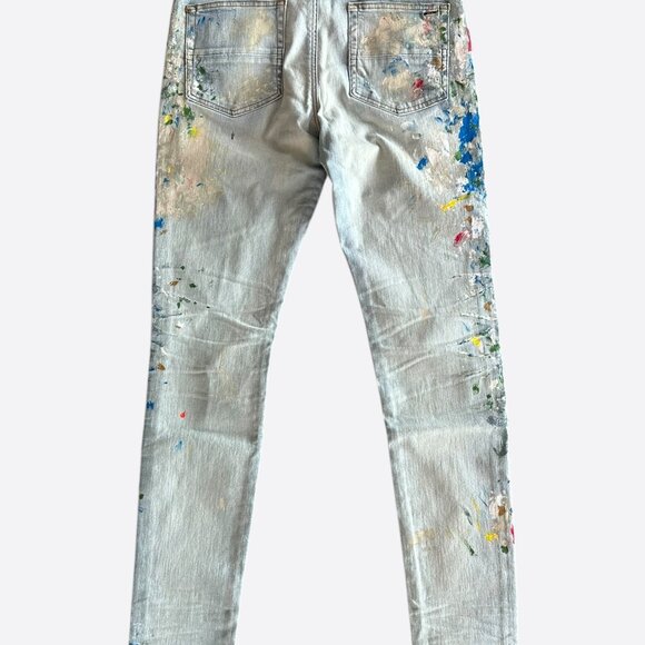 Amiri Light Indigo Distressed Painter Jeans - Picture 2 of 4